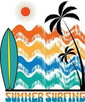 zomer surfing t-shirt ontwerp vector illustratie