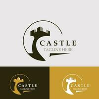 kasteel logo grafisch sjabloon ontwerp, oude kasteel wijnoogst vector