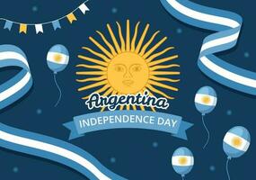 gelukkig Argentinië onafhankelijkheid dag Aan 9e van juli vector illustratie met golvend vlag in vlak tekenfilm viering hand- getrokken landen bladzijde Sjablonen