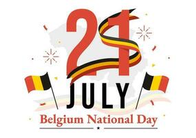 gelukkig belgie onafhankelijkheid dag Aan juli 21 vector illustratie met golvend vlag achtergrond in vlak tekenfilm hand- getrokken voor landen bladzijde Sjablonen