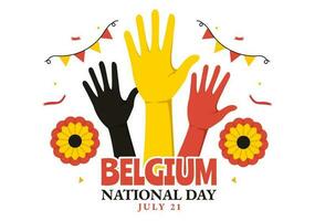 gelukkig belgie onafhankelijkheid dag Aan juli 21 vector illustratie met golvend vlag achtergrond in vlak tekenfilm hand- getrokken voor landen bladzijde Sjablonen