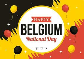 gelukkig belgie onafhankelijkheid dag Aan juli 21 vector illustratie met golvend vlag achtergrond in vlak tekenfilm hand- getrokken voor landen bladzijde Sjablonen