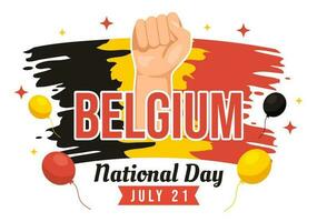 gelukkig belgie onafhankelijkheid dag Aan juli 21 vector illustratie met golvend vlag achtergrond in vlak tekenfilm hand- getrokken voor landen bladzijde Sjablonen