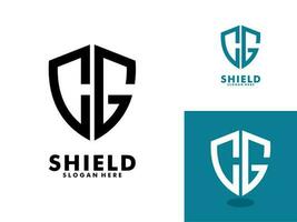 brief cg schild logo, veiligheid logo bescherming symbool vector logo ontwerp