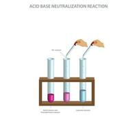 zuur-base neutralisatie vormen zout en water, neutraliserend zuur of eenvoudig oplossingen vector