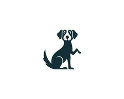 schattig hond zittend en beven hand- logo icoon ontwerp modern vector concept illustratie.