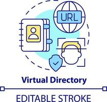 virtueel directory concept icoon. directory onderhoud abstract idee dun lijn illustratie. middleware sollicitatie. geïsoleerd schets tekening. bewerkbare beroerte vector