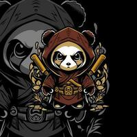 panda samurai mascotte logo ontwerp sjabloon vector