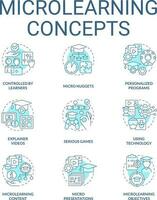 microleren turkoois concept pictogrammen set. effectief leerzaam nadering idee dun lijn kleur illustraties. technologie. geïsoleerd symbolen. bewerkbare beroerte vector