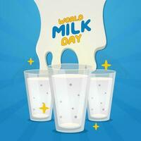 wereld melk dag ontwerp sjabloon voor viering. wereld melk dag vector illustratie met melk plons en melk glas. vlak melk illustratie. plons vector ontwerp.