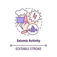 seismisch werkzaamheid concept icoon. minor aardbevingen. geothermisch energie nadeel abstract idee dun lijn illustratie. geïsoleerd schets tekening. bewerkbare beroerte vector