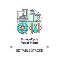 binaire cyclus macht planten concept icoon. warmte uitwisselaar. geothermisch macht station abstract idee dun lijn illustratie. geïsoleerd schets tekening. bewerkbare beroerte vector