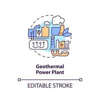 geothermisch macht fabriek concept icoon. ondergronds reservoir. type van geothermisch energie abstract idee dun lijn illustratie. geïsoleerd schets tekening. bewerkbare beroerte vector