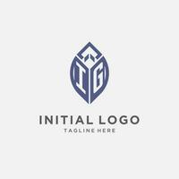 ig logo met blad vorm geven aan, schoon en modern monogram eerste logo ontwerp vector