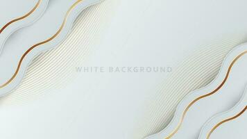 elegant luxe wit achtergrond met lint gouden lijnen element vector