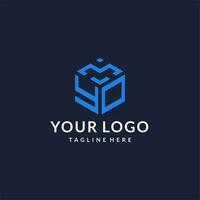 yo logo zeshoek ontwerpen, het beste monogram eerste logo met zeshoekig vorm ontwerp ideeën vector