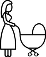 moeder met een wandelwagen icoon vector illustratie