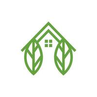 huis blad lijn minimalistische gemakkelijk logo ontwerp vector