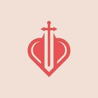 zwaard wapen met liefde modern logo vector