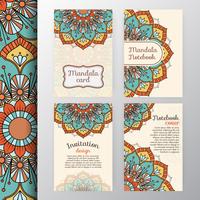 Set van vintage uitnodiging en achtergrondontwerp met dec Mandala vector