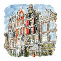 amsterdam nederland aquarel schets hand getekende illustratie vector