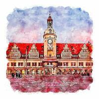 leipzig duitsland aquarel schets hand getekende illustratie vector