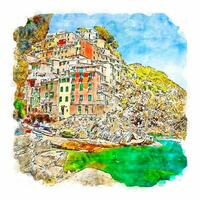 cinqueterre Italië waterverf schetsen hand- getrokken illustratie vector