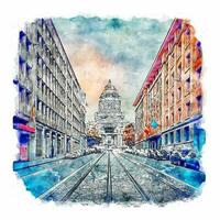 brussel belgië aquarel schets hand getekende illustratie vector