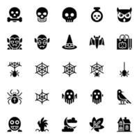 glyph pictogrammen voor halloween. vector