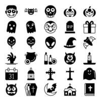 glyph pictogrammen voor halloween. vector