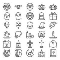 schets pictogrammen voor halloween. vector