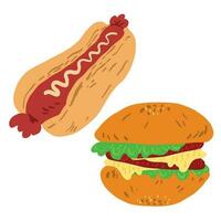 hotdog en cheeseburger ,Goed voor grafisch ontwerp bronnen, affiches, pamfletten, spandoeken, Hoes boeken, restaurant menu, en meer. vector