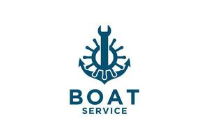 gemakkelijk illustratie van anker en moersleutel, logo sjabloon voor boot monteur of auto marinier garage. vector