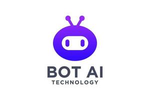 bot logo ontwerp concept. virtueel slim assistent bot icoon. robot hoofd met toespraak bubbel. klant ondersteuning onderhoud. vector illustratie.