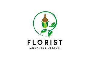 creatief abstract bloemen essence parfum fles logo ontwerp vector