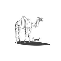een kameel logo in lijn kunst stijl vector