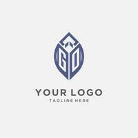 Gaan logo met blad vorm geven aan, schoon en modern monogram eerste logo ontwerp vector