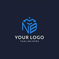 nb logo zeshoek ontwerpen, het beste monogram eerste logo met zeshoekig vorm ontwerp ideeën vector