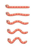 geanimeerd tekenfilm worm, kruipen regenworm animatie vector