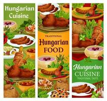 Hongarije keuken, vector Hongaars voedsel banners reeks