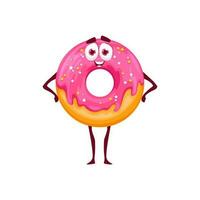 tekenfilm roze donut toetje karakter vector bakkerij