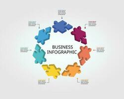 decoupeerzaag puzzel verbinding sjabloon voor infographic voor presentatie voor 7 element vector