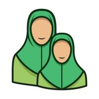 moslim mam en dochter slijtage dezelfde kleding. moeders dag icoon vector illustratie