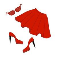 een reeks van vrouwen kleding, schoenen en accessoires. vector