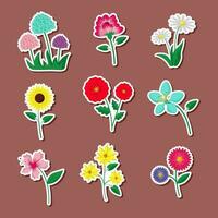 zomer bloemen sticker vector