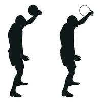 reeks silhouetten atleten gewicht lifter optillen Kettlebell, gewichten. gewicht hijsen. trekken, duw, bank druk op vector