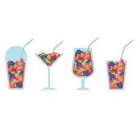 vector illustratie van een reeks verfrissend cocktails met oranje en aardbei, genieten de smaak van zomer
