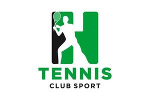 vector initialen brief h met tennis creatief meetkundig modern logo ontwerp.