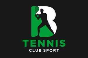 vector initialen brief b met tennis creatief meetkundig modern logo ontwerp.