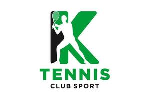 vector initialen brief k met tennis creatief meetkundig modern logo ontwerp.